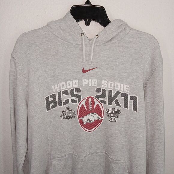 Razorbacks BCS 2K11 Nike Mens Hoodie Center Check Y2k - Picture 2 of 6